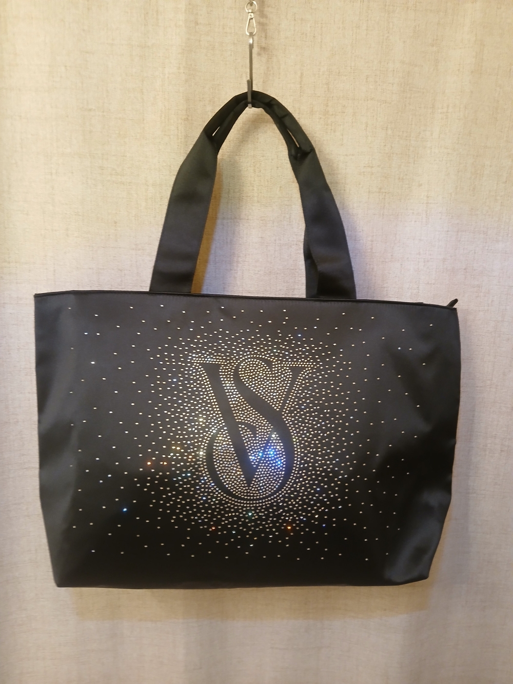 Victoria's Secret Black Rhinestone VS Logo Tote